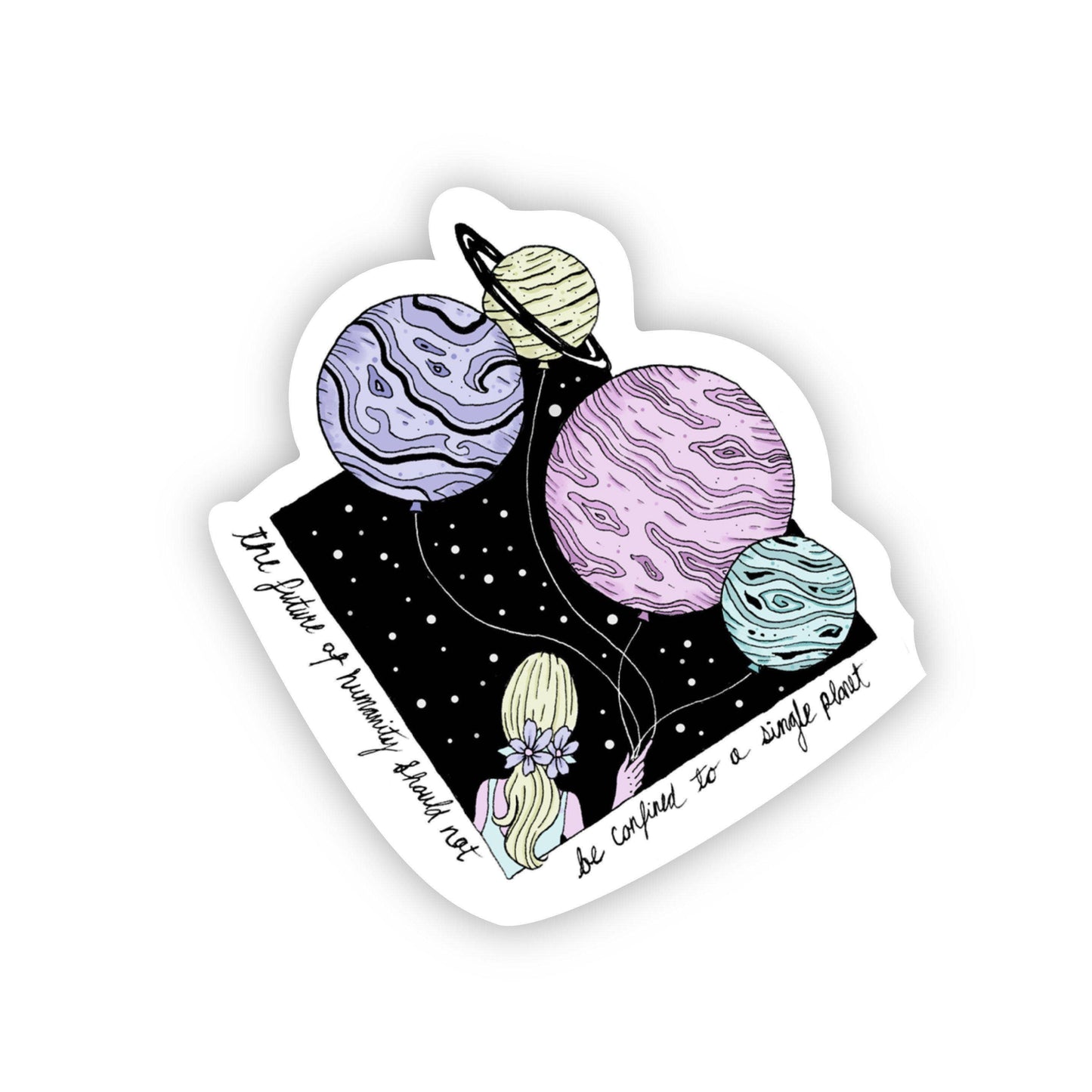 The Future of Humanity Single Planet Sticker Multicolor