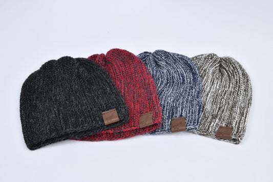 Skull Knit Beanie Hat Two Tone Shades 100% Alpaca
