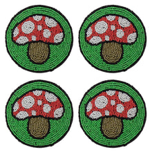 Load image into Gallery viewer, Bright Mushrooms Glass Beaded Coasters
