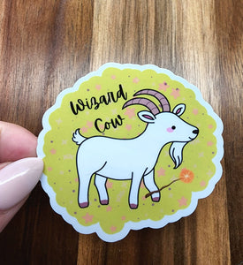 Wizard Cow Sticker, Goat Sticker, Funny Sticker, Pun Sticker, Vinyl Sticker, Farm Animal Sticker, Animal Sticker