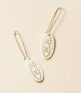 Charu Filigree Bone and Brass Drop Earrings