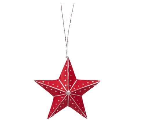 Silver and Red Star Ornament