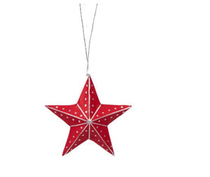 Silver and Red Star Ornament