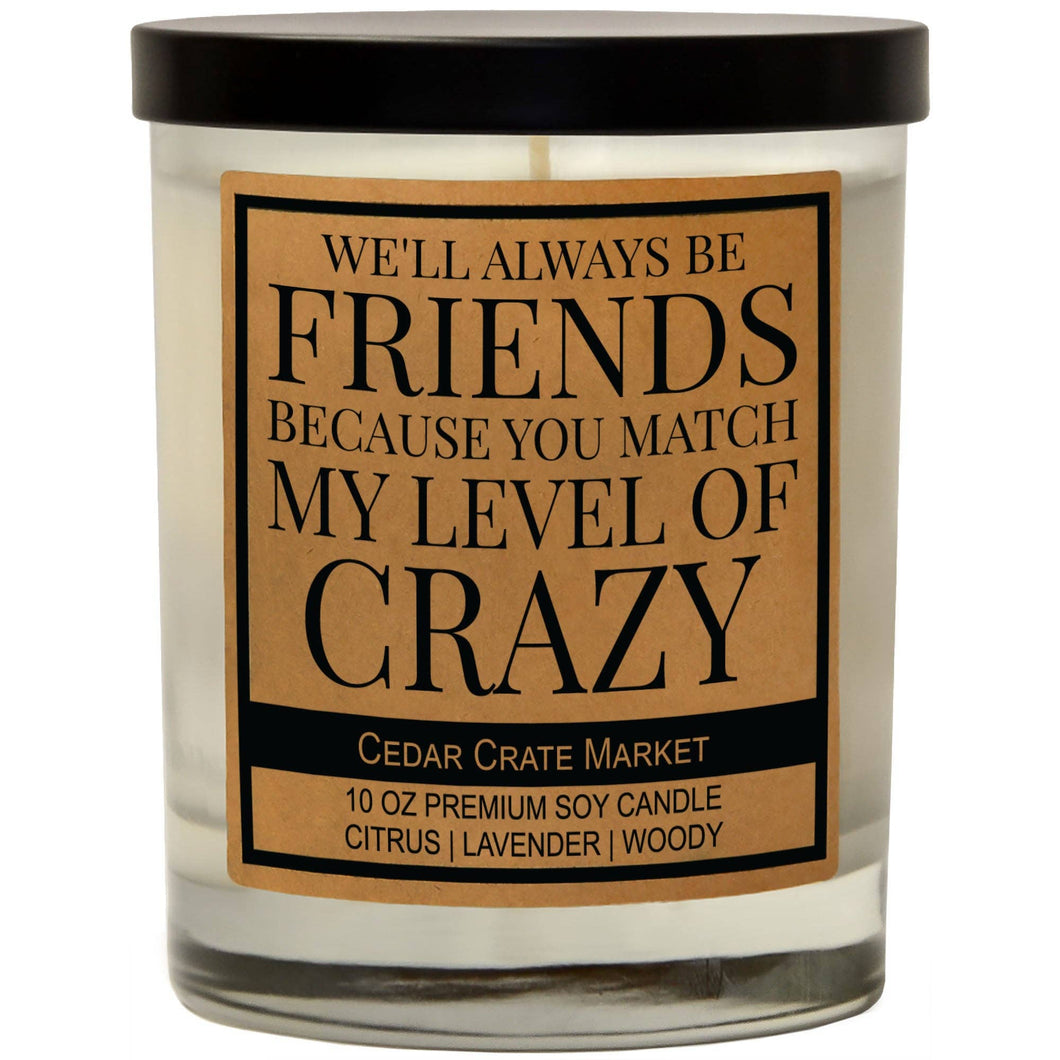 We'll Always Be Friends You Match My Level Of Crazy | 100% Soy Wax Candle