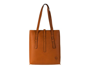 Cognac Eco-Leather Shoulder Bag