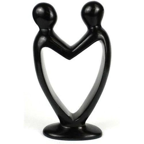Lover's Heart Soapstone Sculpture Black Finish