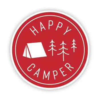 Happy Camper Red Tent Sticker
