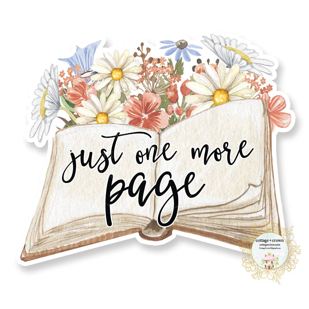 Book - Just One More Page - Vinyl Decal Sticker
