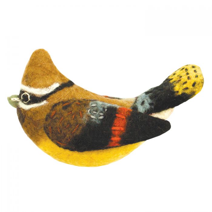 Wild Woolie Felt Bird: Cedar Waxwing