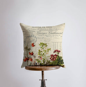 Botanical Vintage Garden Pillow & Cover