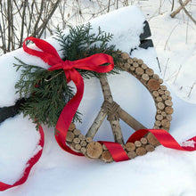 Load image into Gallery viewer, Takip Wood Slice Peace Wreath
