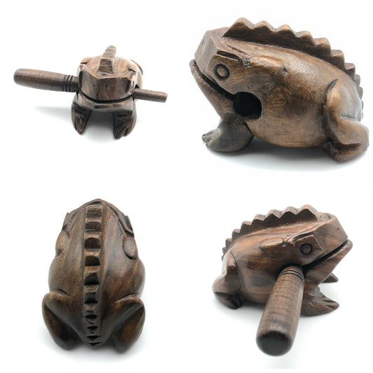 4 inch Dark Brown  Wooden Croaking Frog Drum