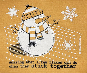 Dishcloth Amazing What Flakes Can Do  Snowman Orange