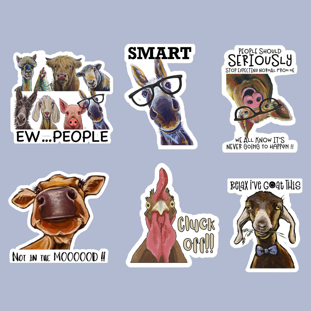 Farm Sticker Bundle with Words, 30 Stickers/5 of Each Style