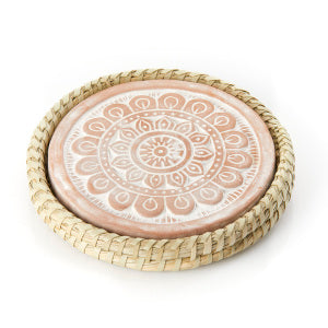 Mandala Warming Trivet with Kaisa Grass Basket