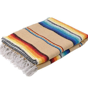 Sarape Cotton Heavy Weave Striped Yoga Roll Blanket