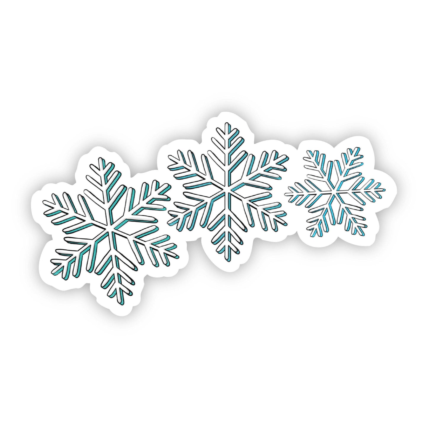 Three Snowflakes Teal Sticker