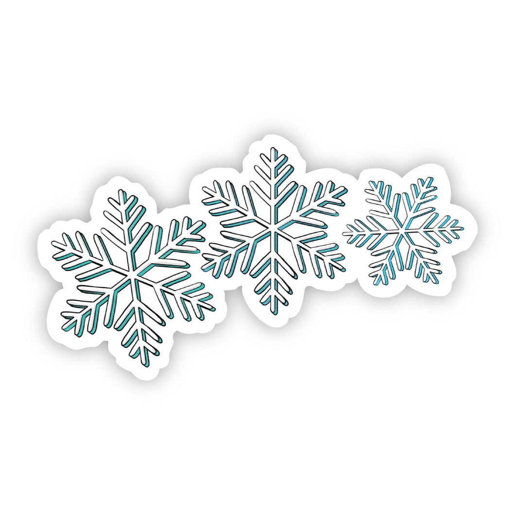 Three Snowflakes Teal Sticker