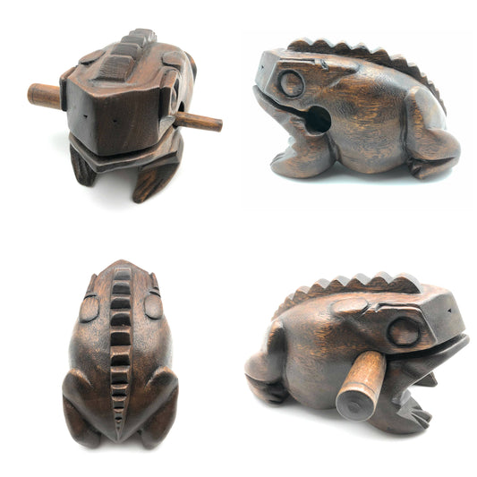 8 inch Dark Brown  Wooden Croaking Frog Drum