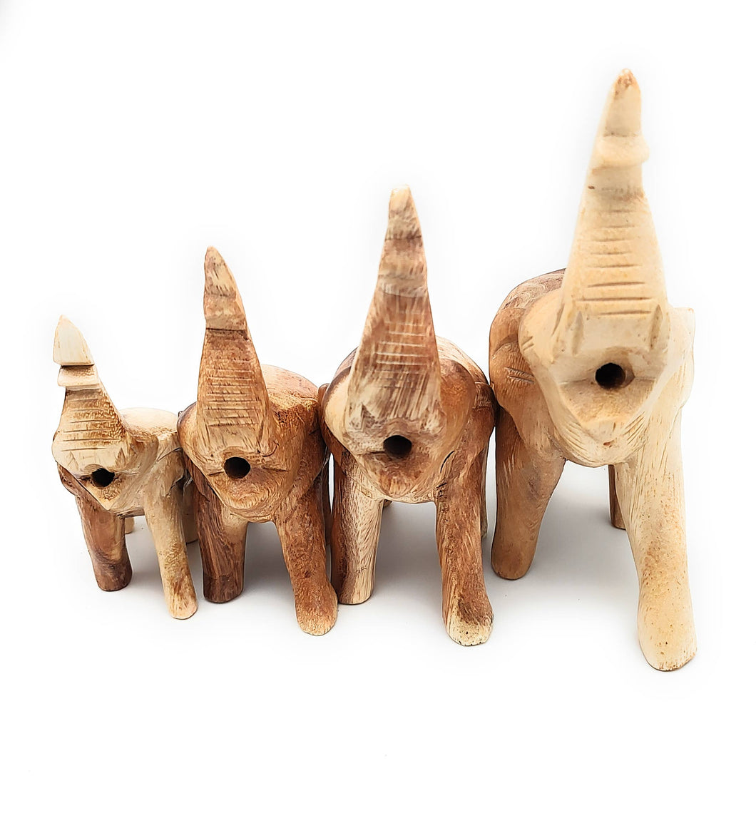 5 Inch Natural Wooden Trumpeting Elephant