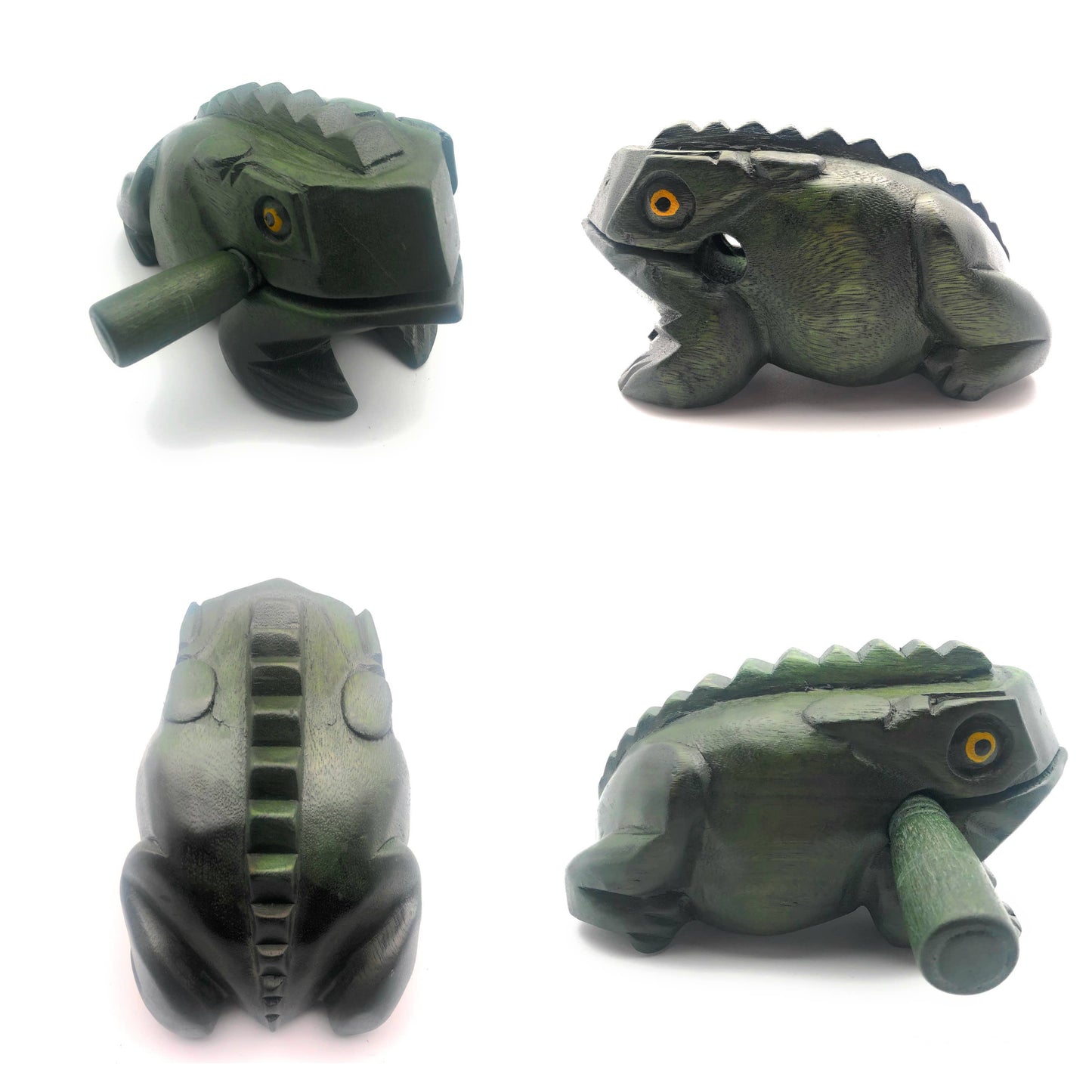 8 inch Green  Wooden Croaking Frog Drum