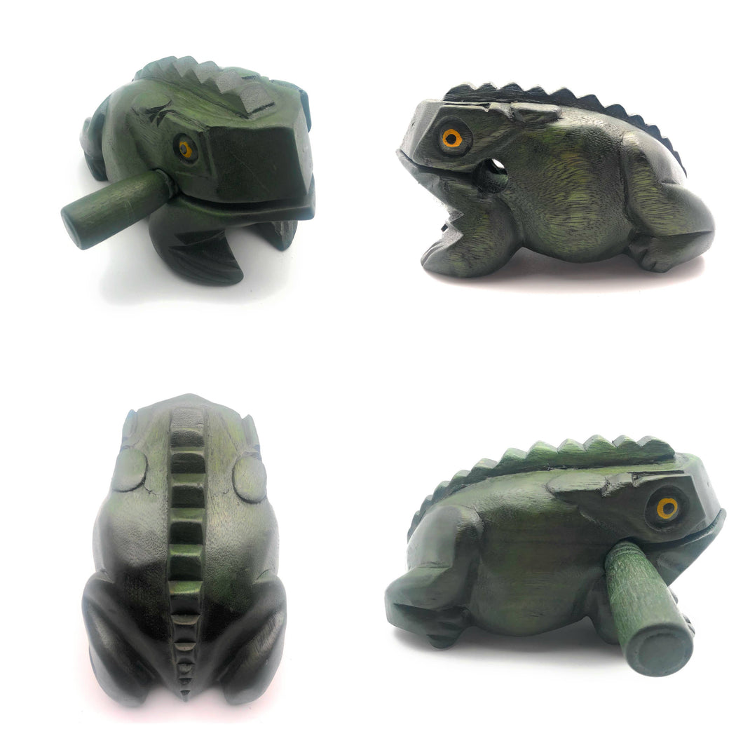8 inch Green  Wooden Croaking Frog Drum