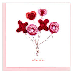 Quilled XOXO Balloons Valentine's Day