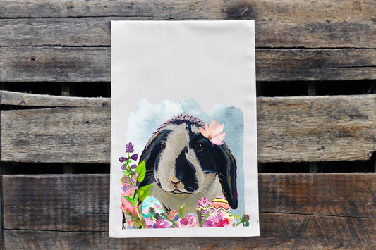 Easter Tea Towel, Bunny Rabbit Dish Cloth Kitchen Decor