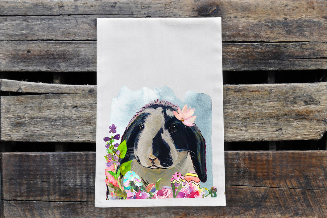 Easter Tea Towel, Bunny Rabbit Dish Cloth Kitchen Decor