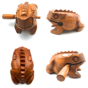 8 inch Light Brown Wooden Croaking Frog Drum