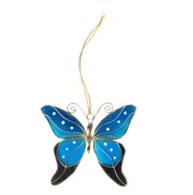 Blue Butterfly Capiz Ornament