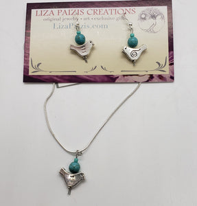 Liza Paizis Blue Bird Necklace