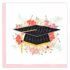 Quilled Floral Mortarboard Graduation Greeting Card