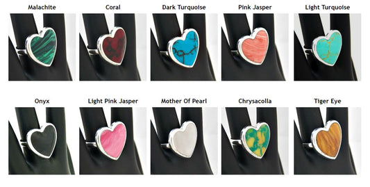 Stone Inlayed Silver Heart Ring