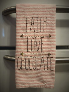 Hand-embroidered Chocolate Lover Tea Towel