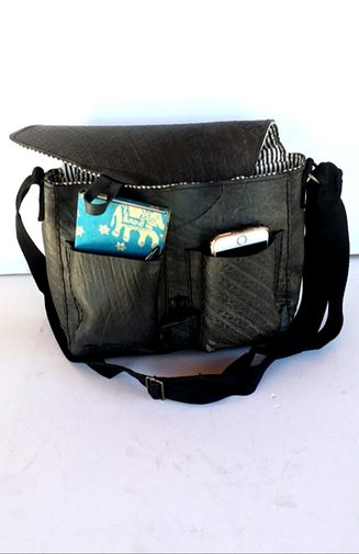 Double Pocket w/ Flap Closure - Bag Recycled Tire
