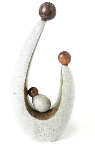 Zimbabwean Abstract Serpentine Stone Parenthood Sculpture