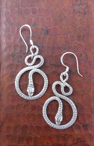 Sterling Silver Round Spiral Snake Earrings