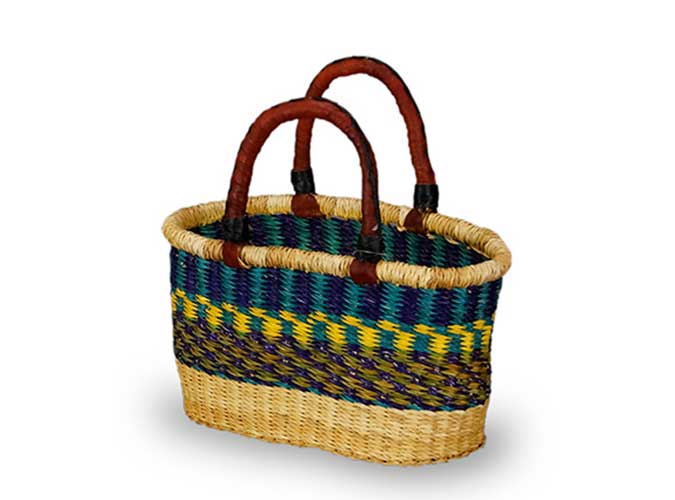 G-141 Small Oval Basket w/ Leather Handles