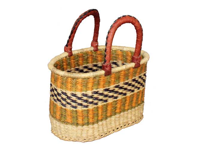 G-141 Small Oval Basket w/ Leather Handles