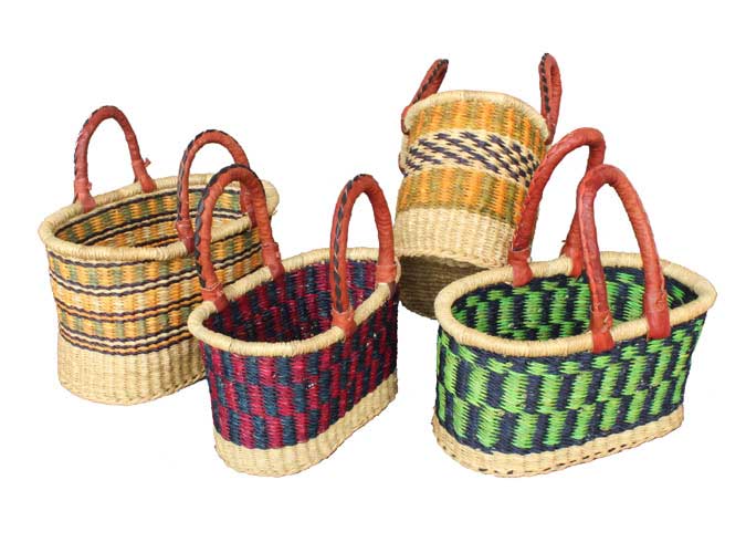 G-141 Small Oval Basket w/ Leather Handles