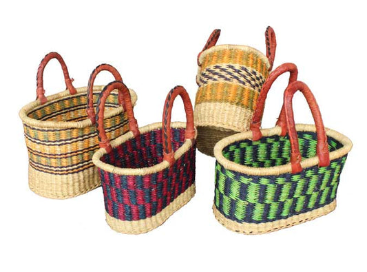 G-141 Small Oval Basket w/ Leather Handles