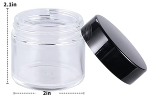 Glass Jars with Black Lids - 2 oz