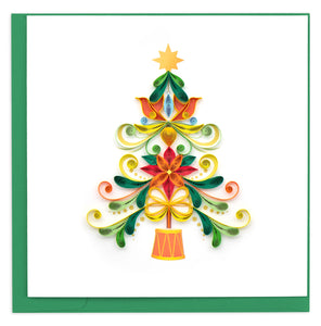 Quilled Turtle Doves Christmas Tree Greeting Card