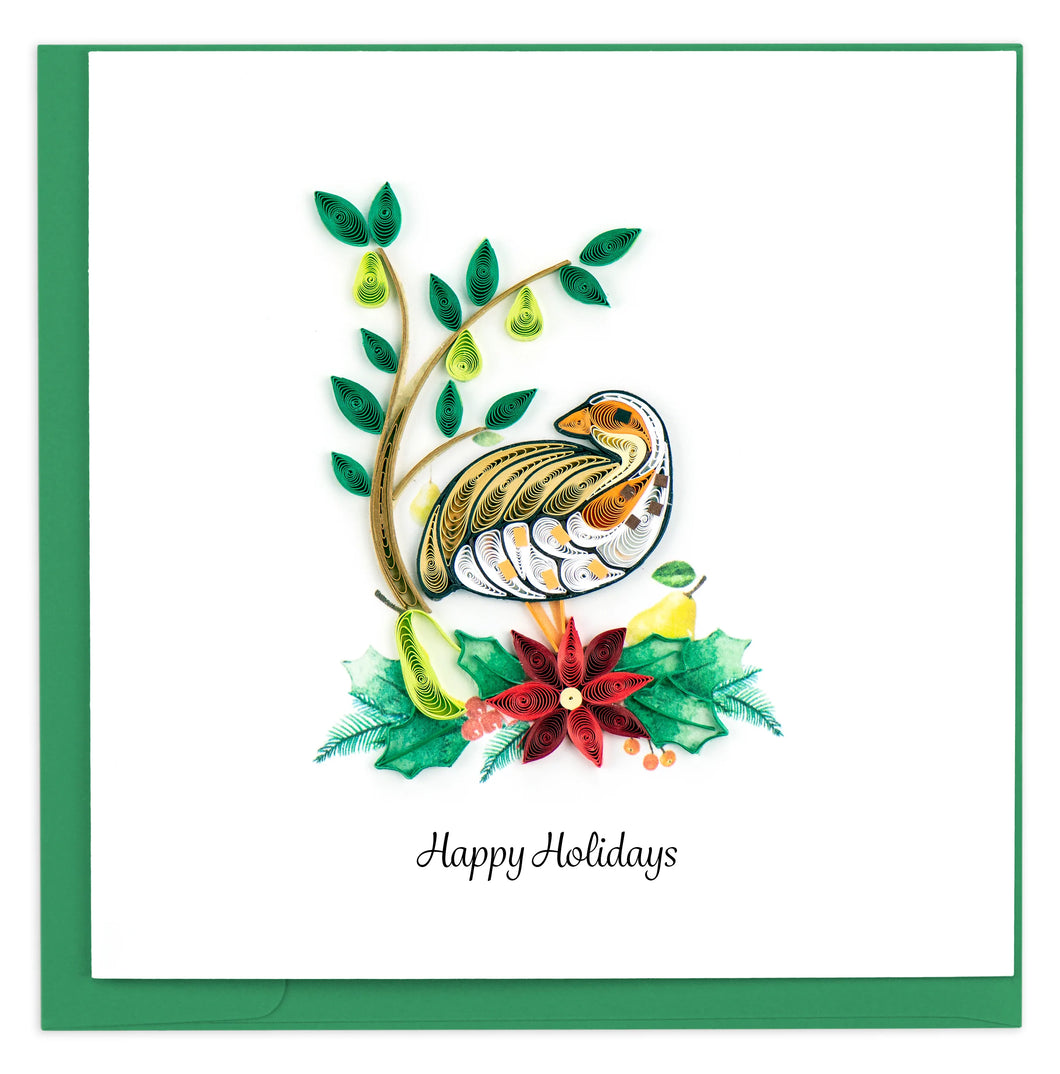 Quilled Partridge & Pear Tree Christmas Card