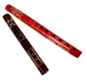 Bamboo Hand Painted Flute Carved 9"