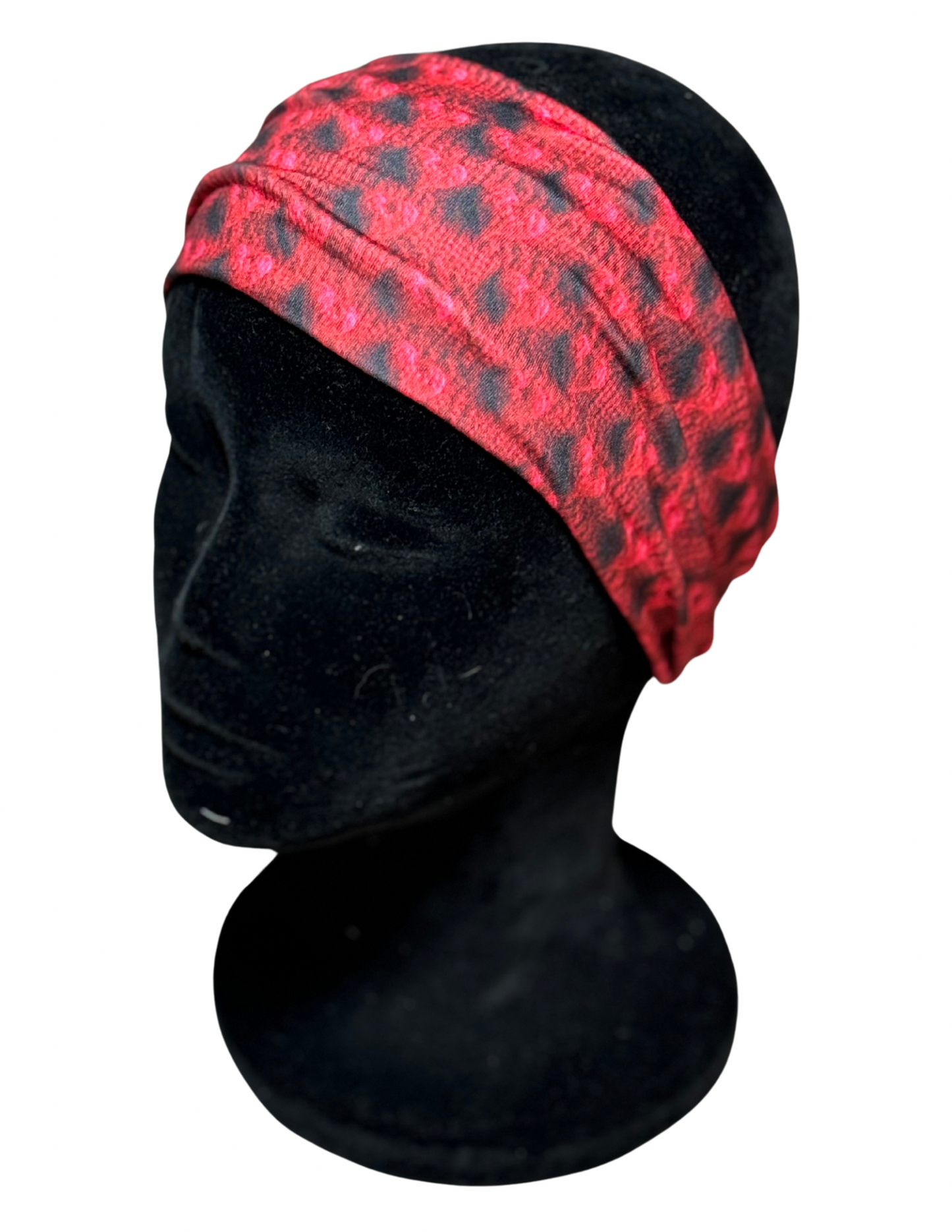 Red embroidered hearts headband