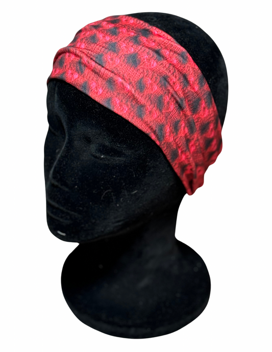 Red embroidered hearts headband