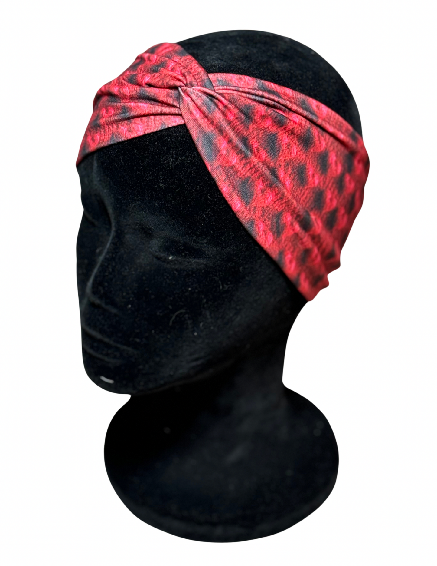 Red embroidered hearts headband