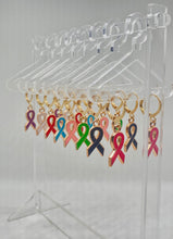 Load image into Gallery viewer, Cancer Ribbon Hoop Earrings
